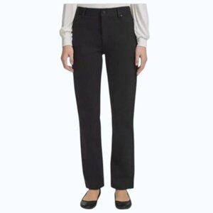 DKNY JEANS Black Pinstripe Straight Leg Ponte Trousers